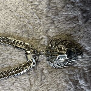 Silver Lion Head Necklace